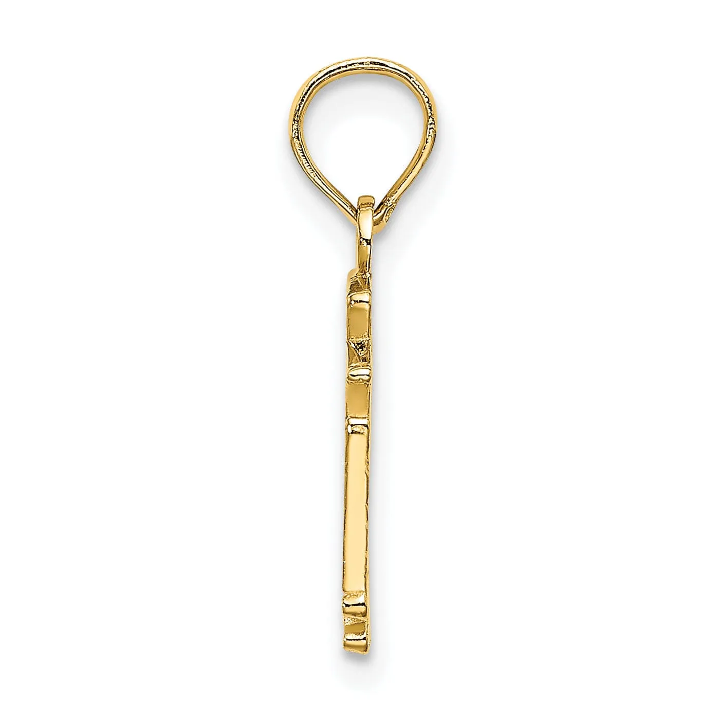 14k Yellow Gold Polished Finish SF ( SAN FRANCISCO ) Cable Car Design Charm Pendant