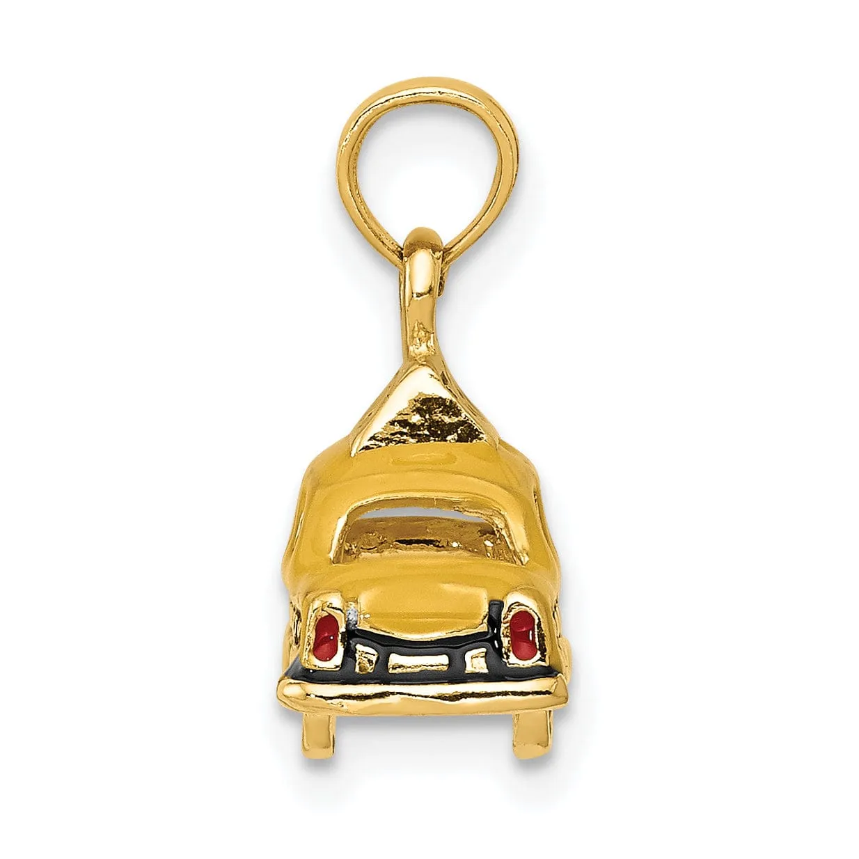 14K Yellow Gold Solid Polished Yellow, Black Enamel Finish New York 3-Dimensional Taxi Design Charm Pendant