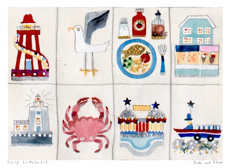 Art Prints | Fish And Chips | Lucy Loveheart