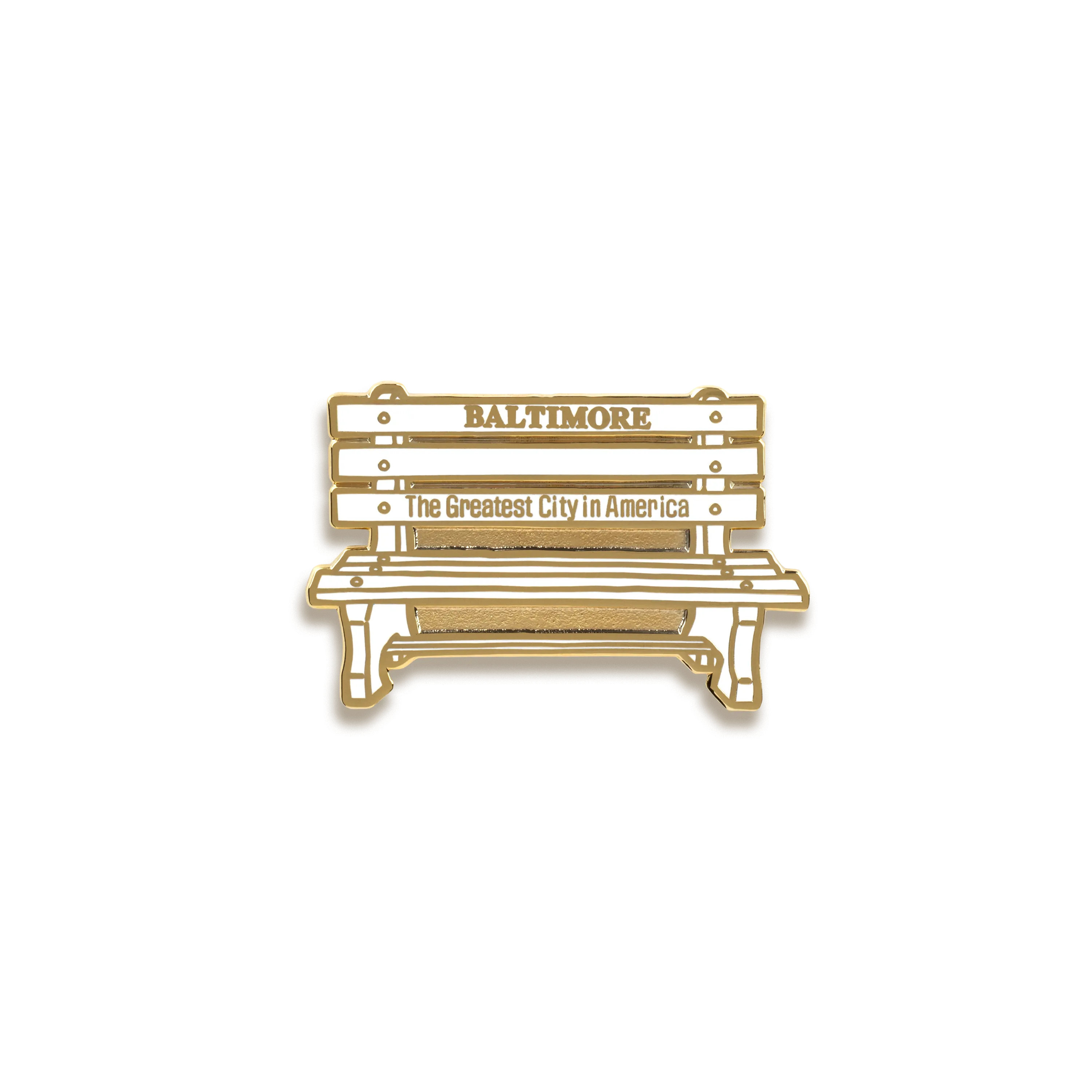 Baltimore Bench Enamel Pin by Tiny Dog Press