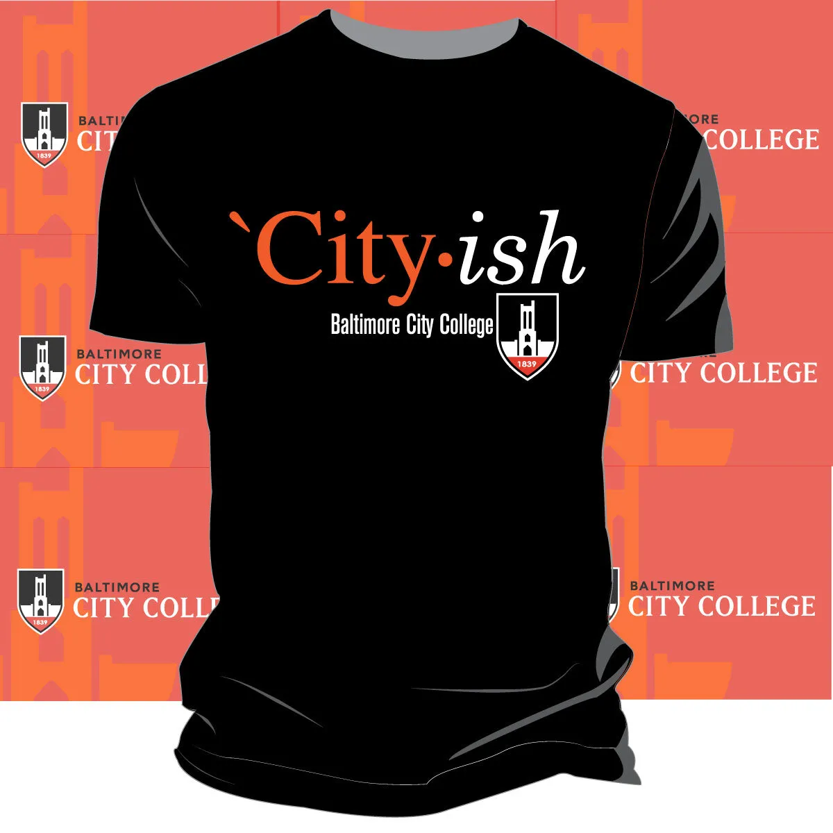 BALTIMORE CITY COLLEGE  | CITY-ISH Black UNISEX tee (z)