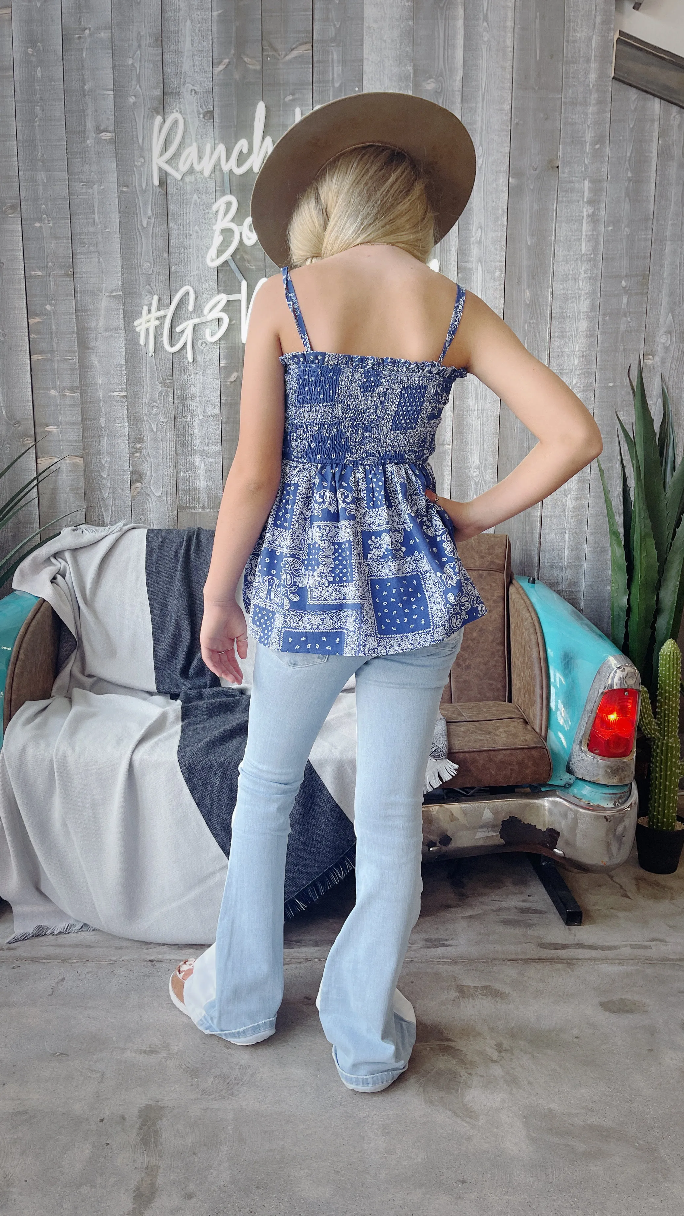 Bella Color Block High Rise Flare Jeans