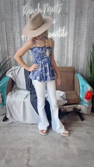 Bella Color Block High Rise Flare Jeans