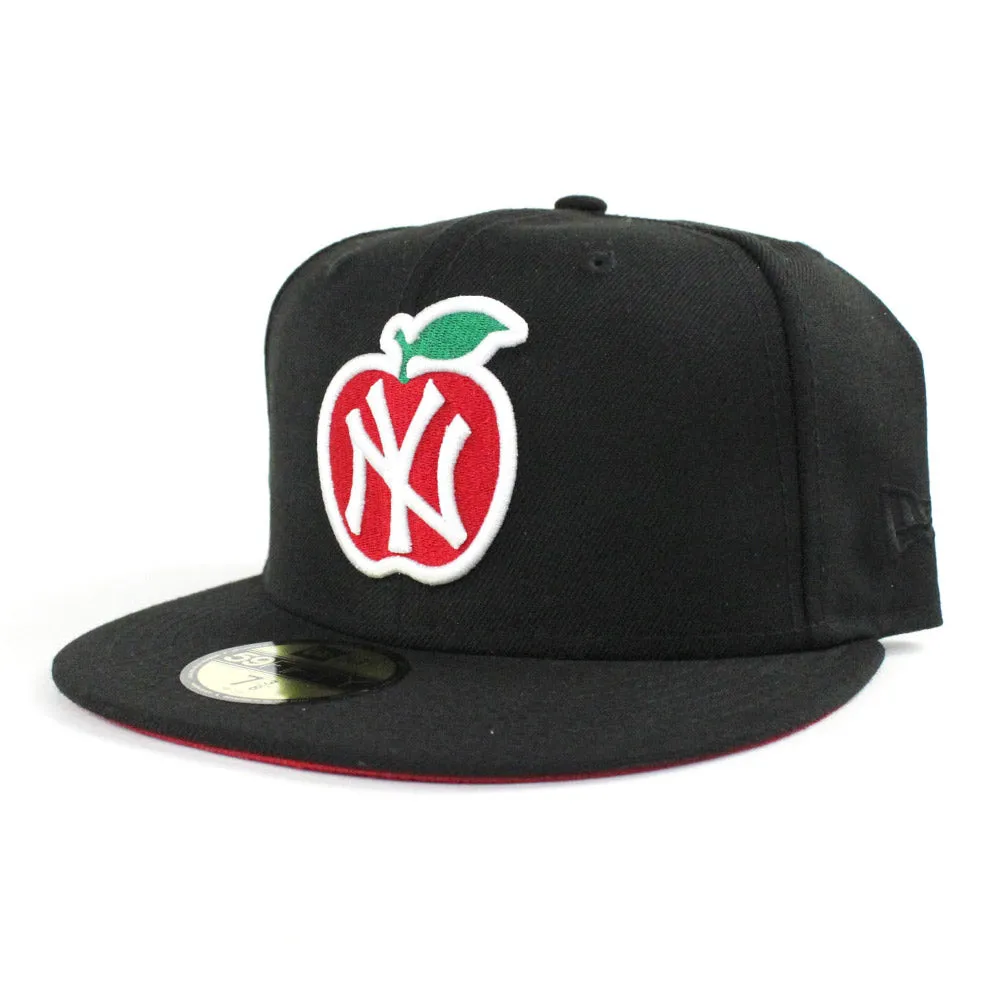 Big Apple New York Yankees New Era 59Fifty Fitted Hat (Black Red Under Brim)