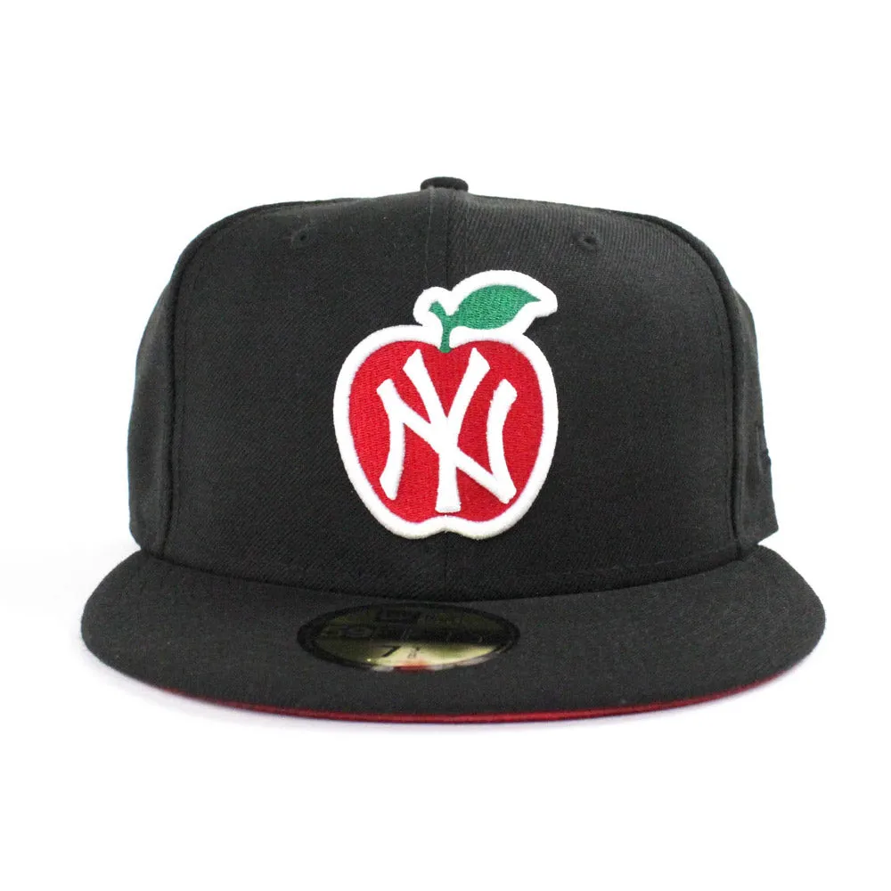 Big Apple New York Yankees New Era 59Fifty Fitted Hat (Black Red Under Brim)