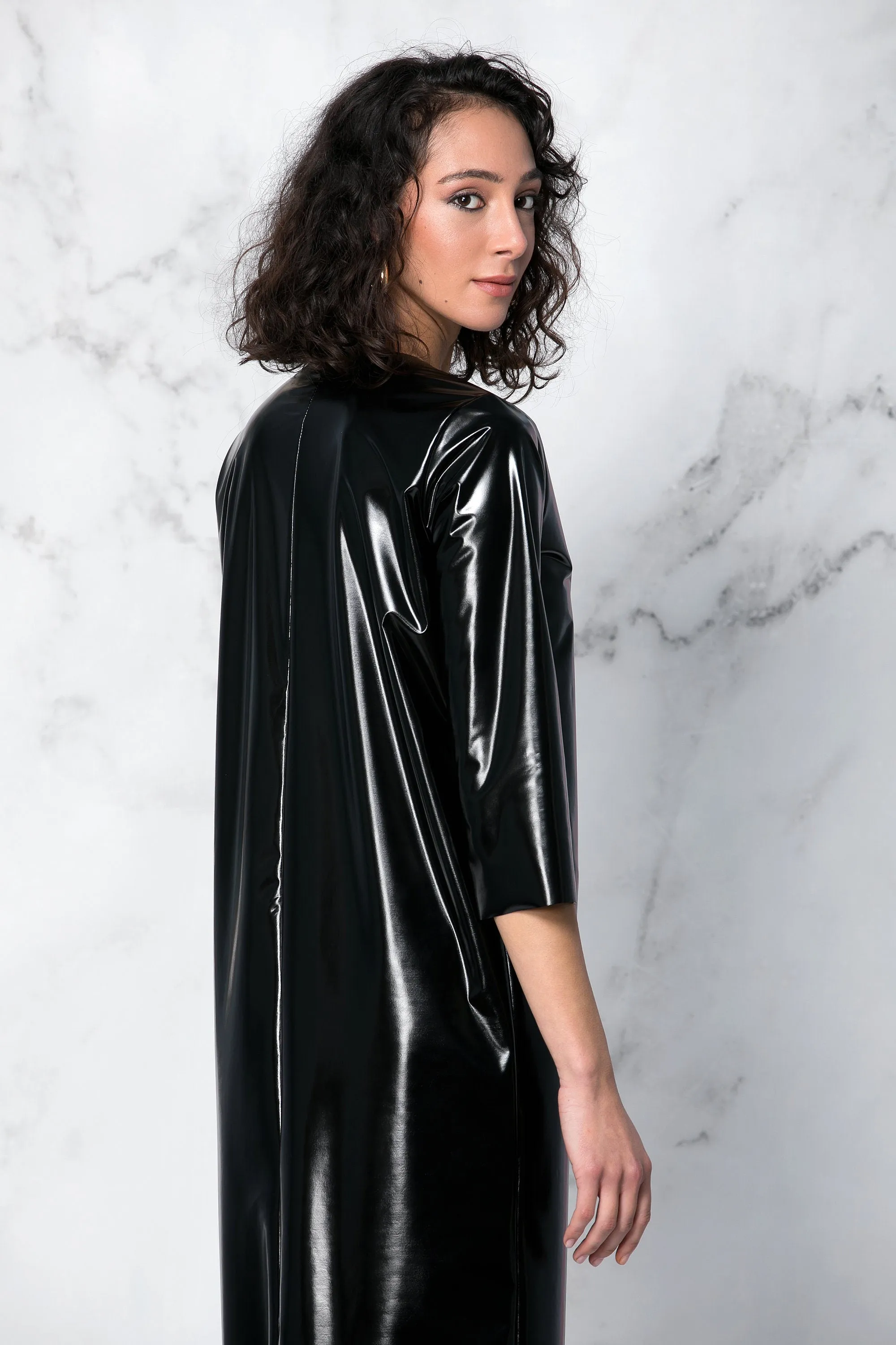 Black Latex Dress, Vinyl Dress Women, Black Maxi Dress, Pencil Dress, Black Kaftan, Plus Size Dress, Minimalist Dress, Punk Dress, Caftan