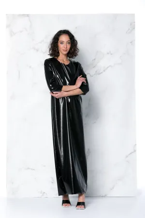 Black Latex Dress, Vinyl Dress Women, Black Maxi Dress, Pencil Dress, Black Kaftan, Plus Size Dress, Minimalist Dress, Punk Dress, Caftan