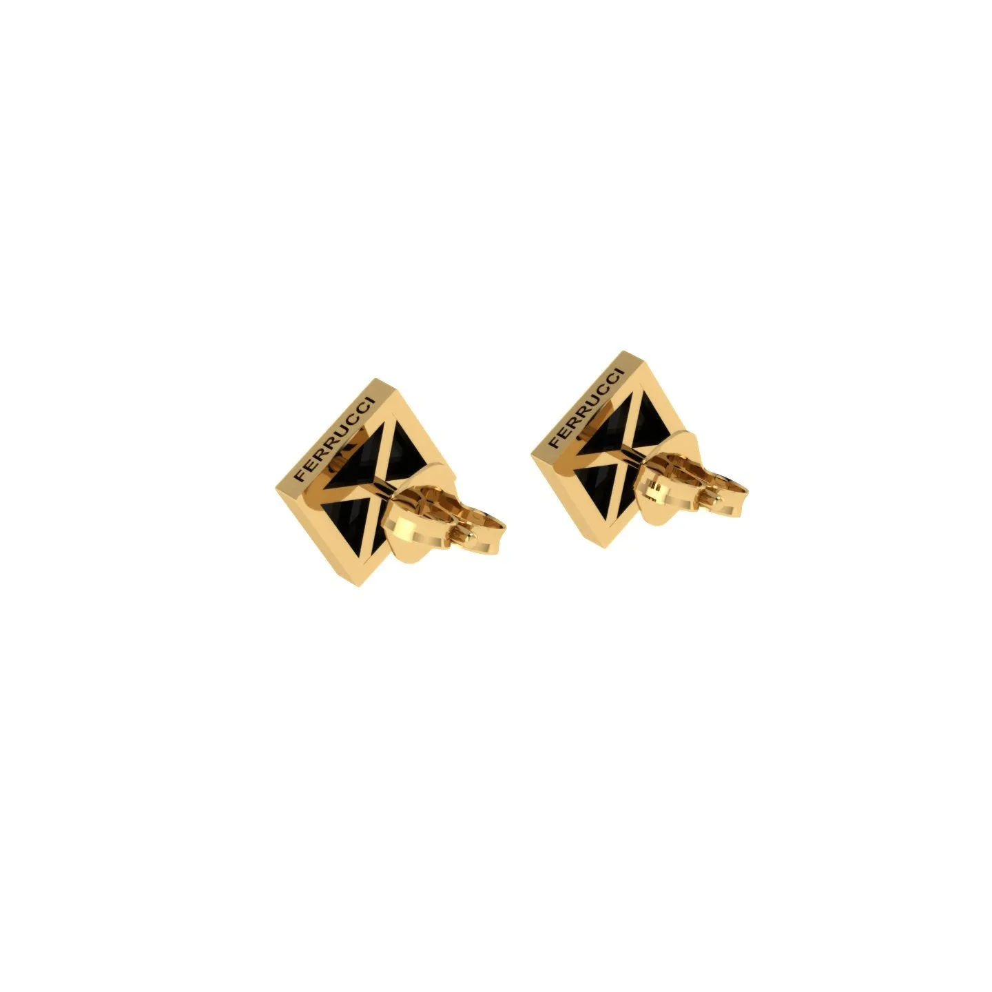 Black Onyx Pyramids 18 Karat Yellow Gold Stud Earrings