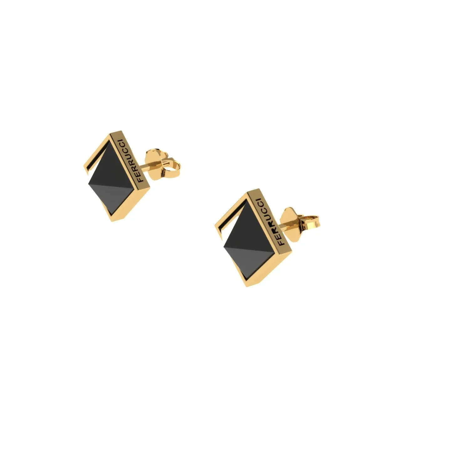 Black Onyx Pyramids 18 Karat Yellow Gold Stud Earrings
