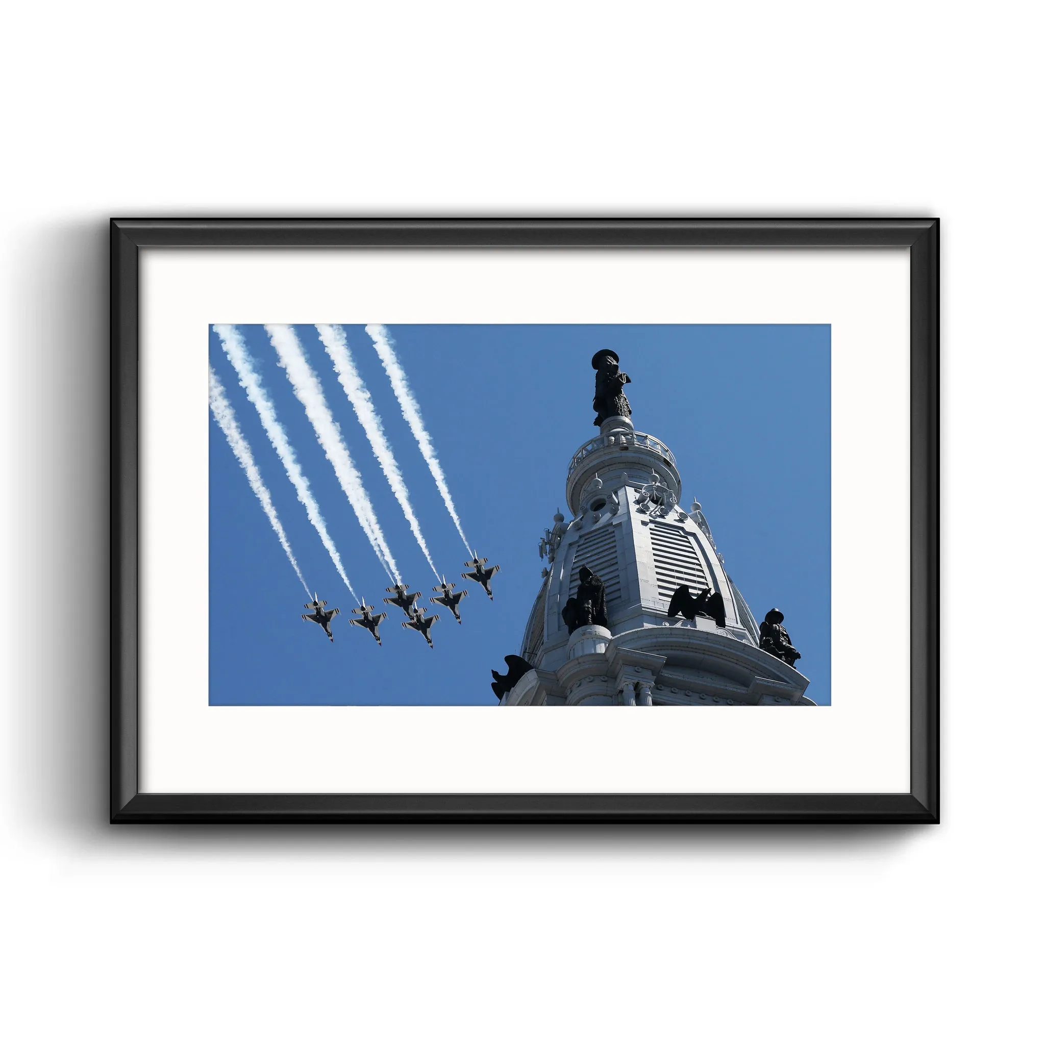 Blue Angels and Thunderbirds fly over Philadelphia