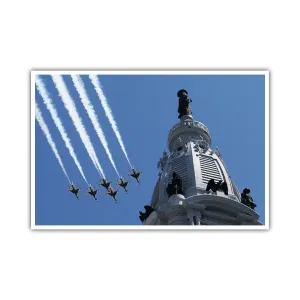 Blue Angels and Thunderbirds fly over Philadelphia