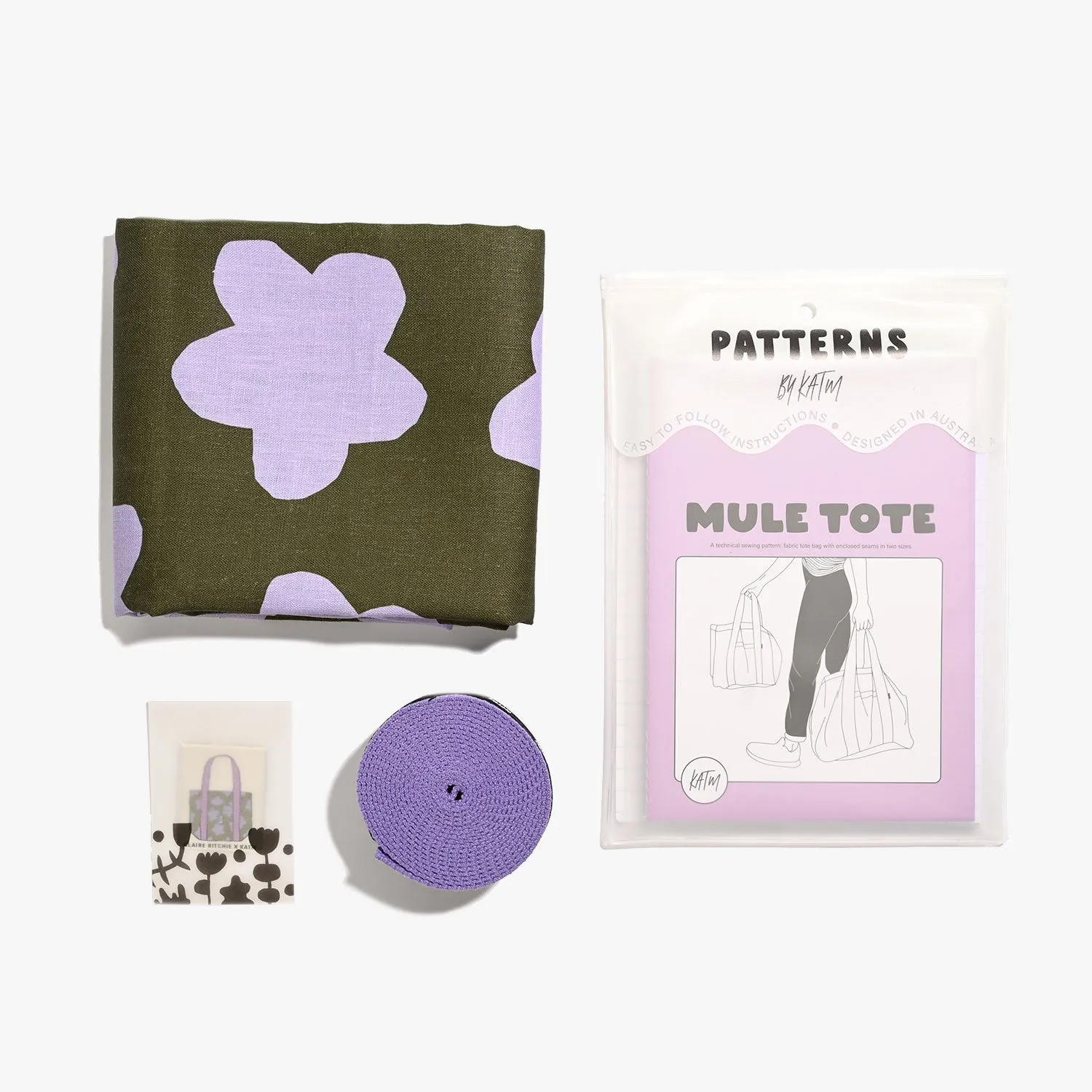 Bold Blooms Fabric - Olive & Lavender Mule Tote Sewing Kit | Claire Ritchie x KATM Mule Tote