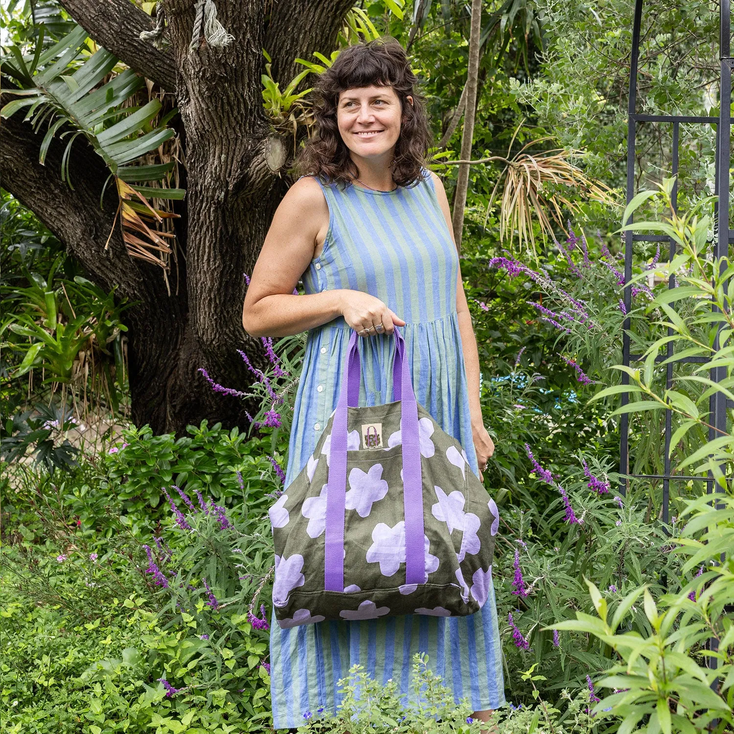Bold Blooms Fabric - Olive & Lavender Mule Tote Sewing Kit | Claire Ritchie x KATM Mule Tote