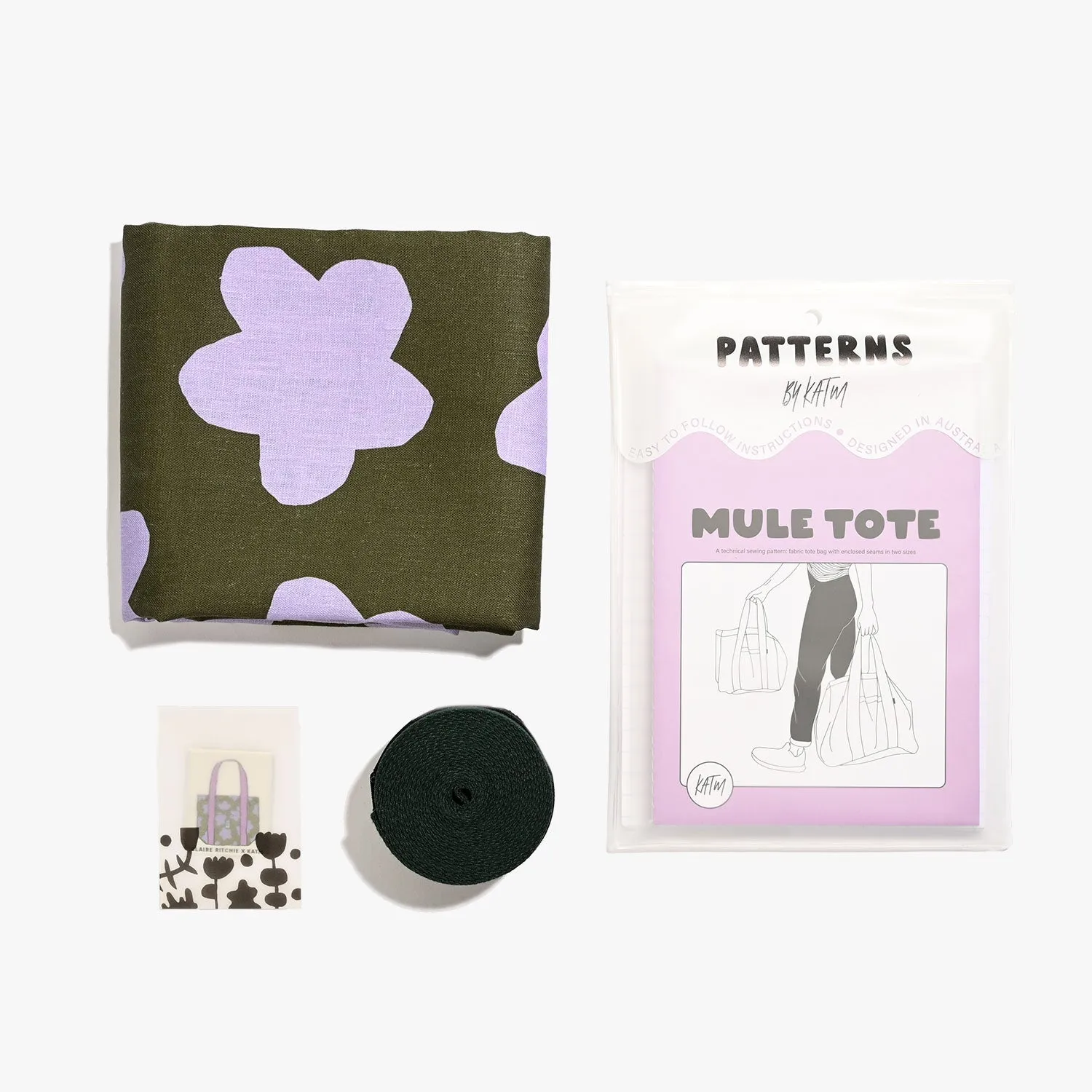 Bold Blooms Fabric - Olive & Lavender Mule Tote Sewing Kit | Claire Ritchie x KATM Mule Tote