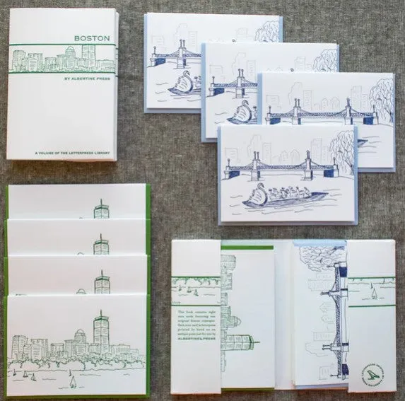 Boston Letterpress Library Note Card Set