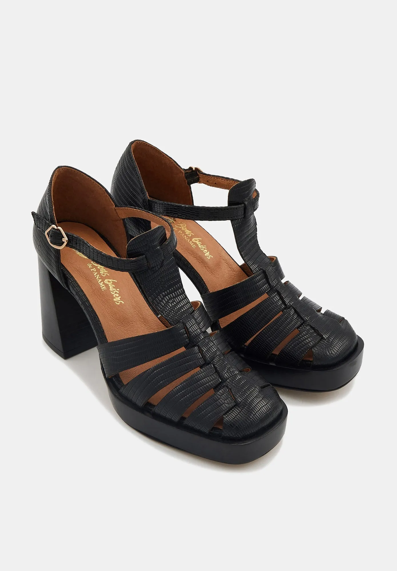 Carrie-Cuir façon Lézard Noir