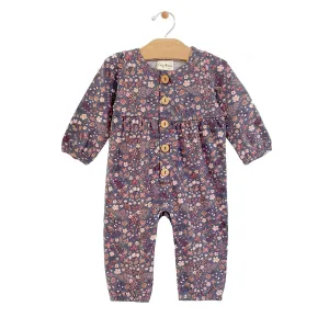 City Mouse Jersey Button Gathered Romper - Multi Floral