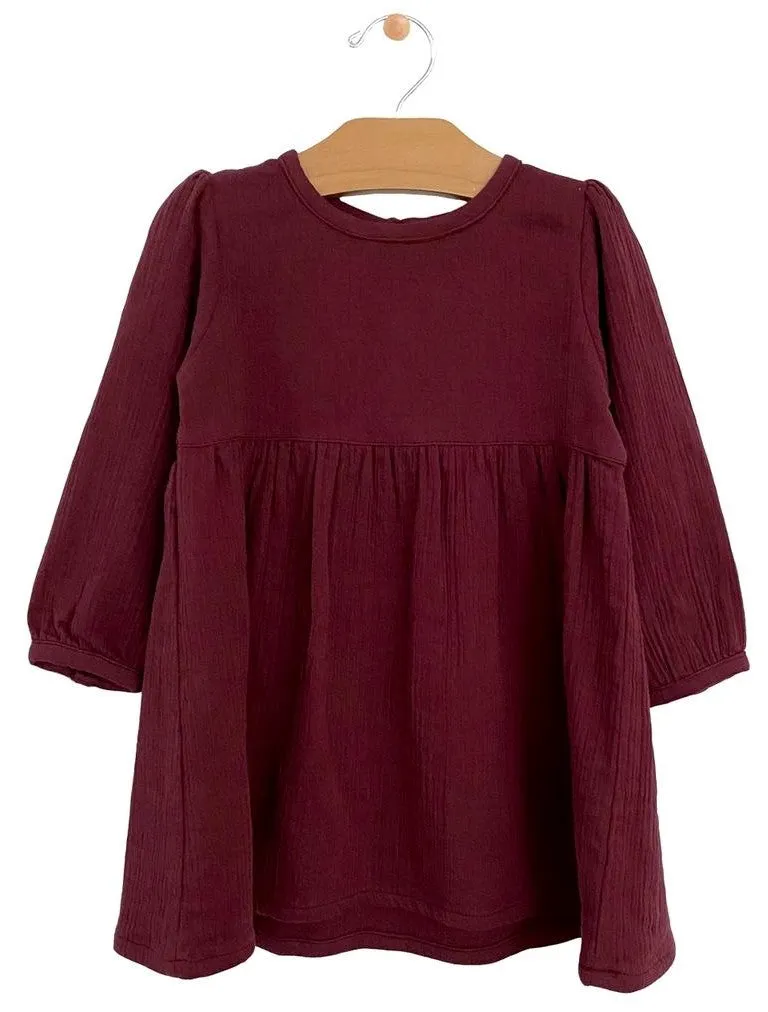 City Mouse Lace Back Crinkle Cotton Dress - Raisin