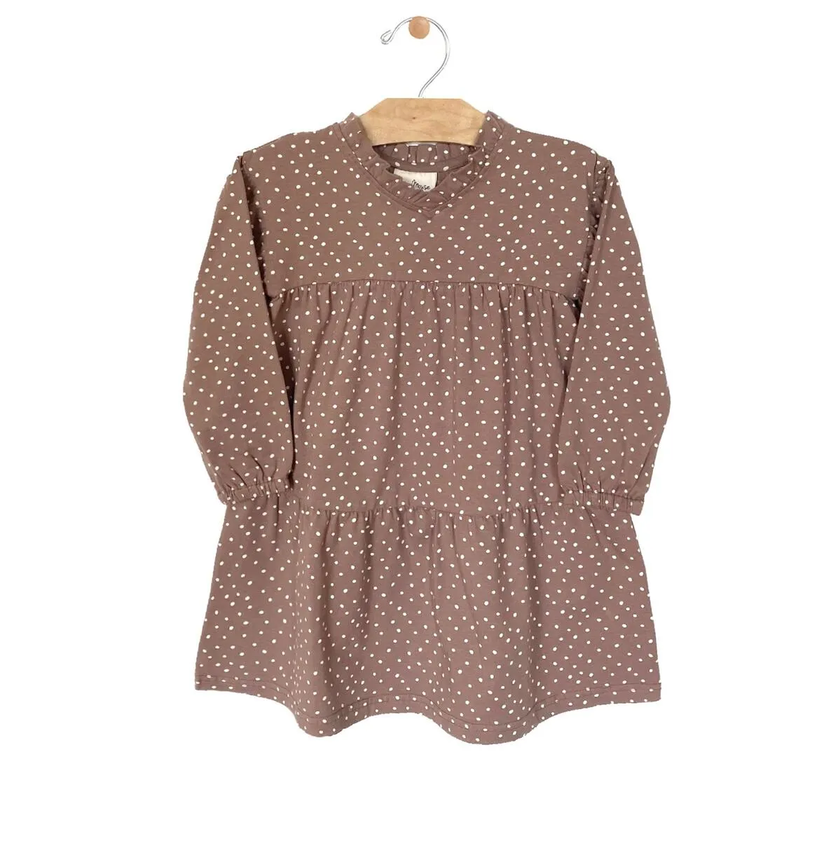 City Mouse Ruffle Tiered Dress - Mauve Dots