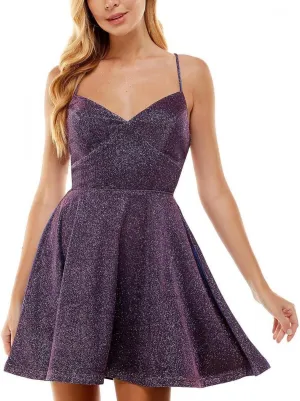 City Studio Glitter Juniors Lace Up Mini Fit & Flare Dress 7961AE7AT3