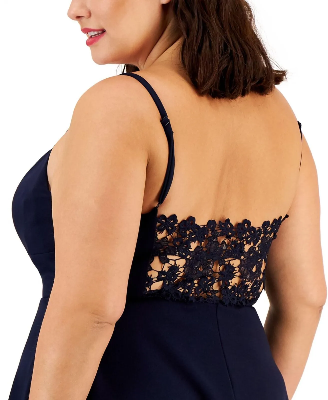 City Studios Womens Trendy Plus Size Lace-Back Skater Dress 7711KL8PD1