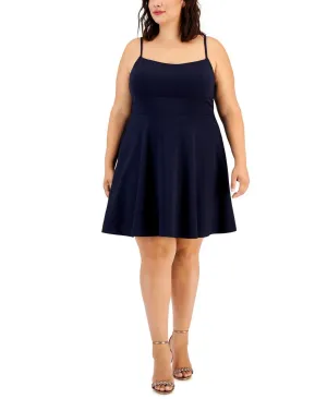 City Studios Womens Trendy Plus Size Lace-Back Skater Dress 7711KL8PD1