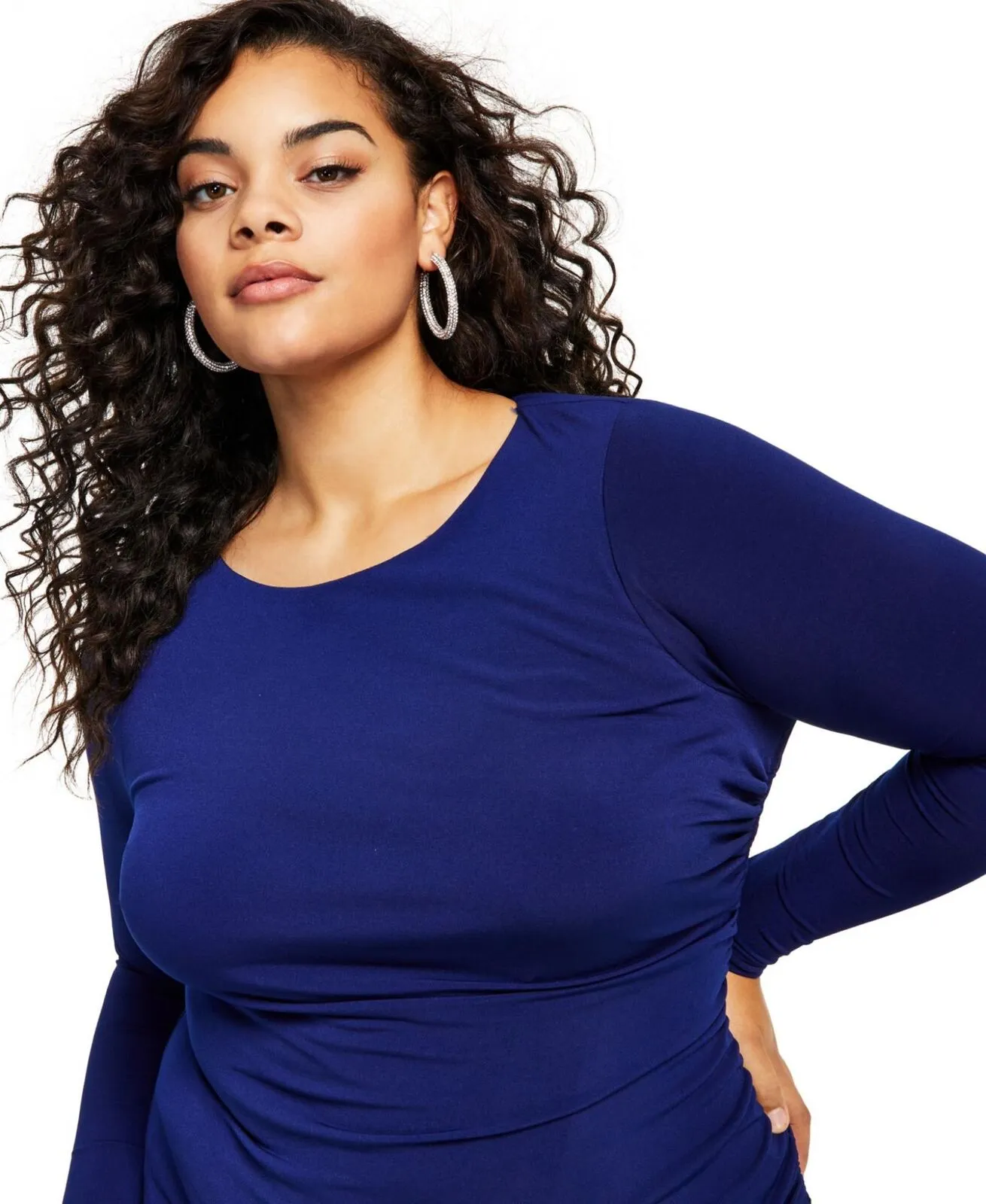 City Studios Womens Trendy Plus Size Ruched Bodycon Dress Deep Navy Blue 3X