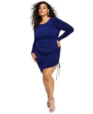 City Studios Womens Trendy Plus Size Ruched Bodycon Dress Deep Navy Blue 3X
