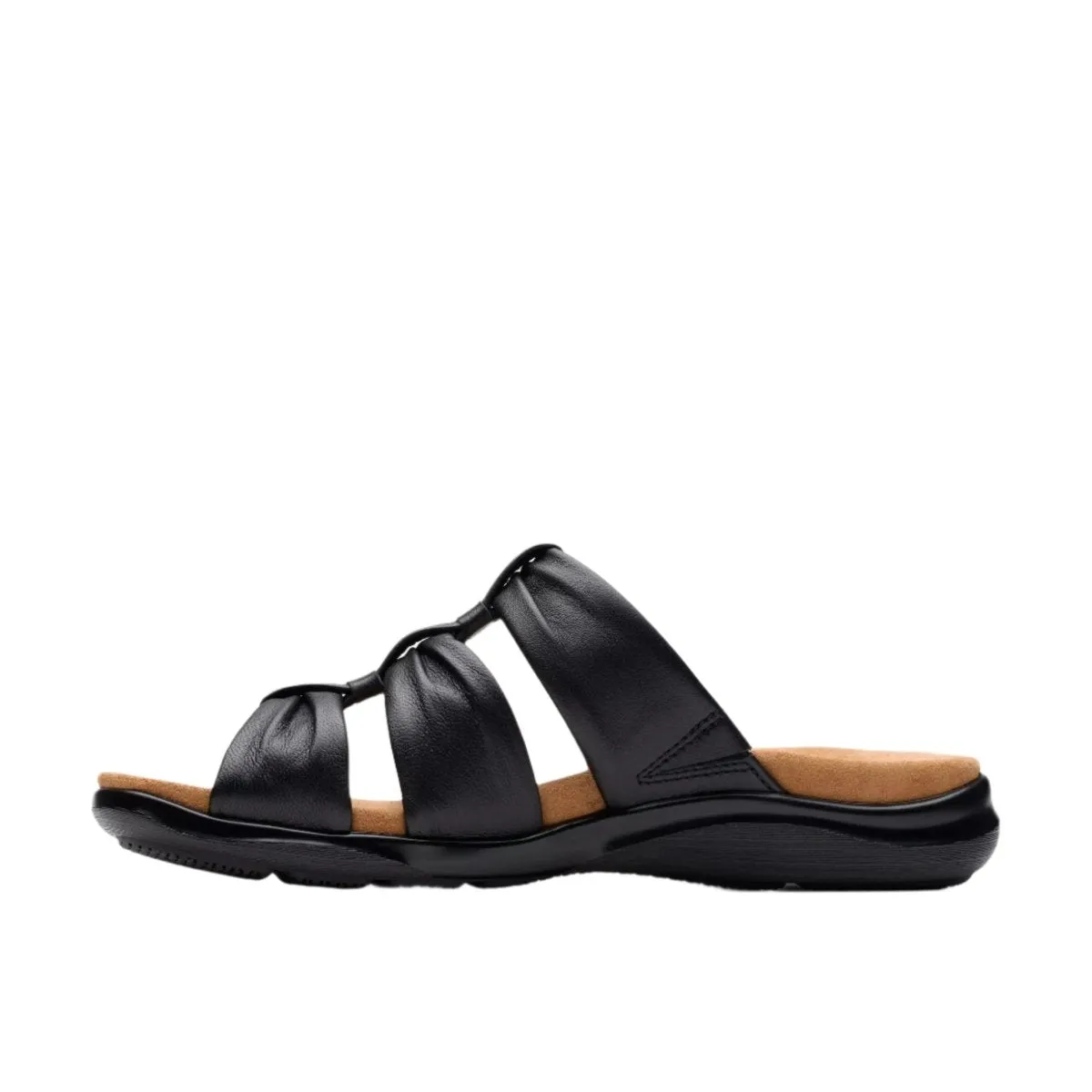 Clarks Women's Kitly Slide Sandals Black Leather Sandal