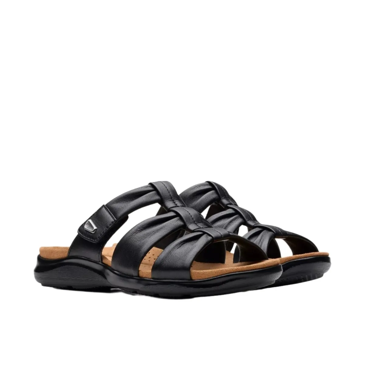 Clarks Women's Kitly Slide Sandals Black Leather Sandal