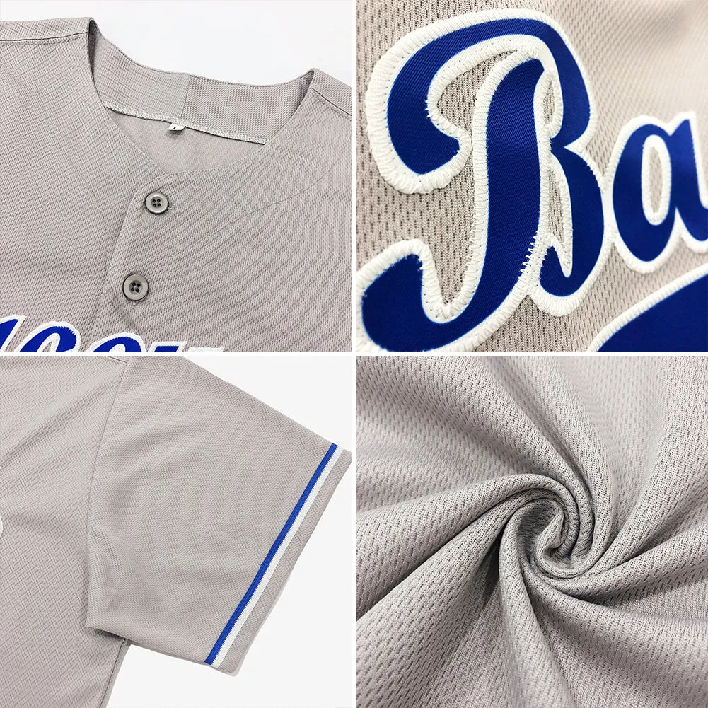Custom Gray Navy-Red Authentic Baseball Jersey