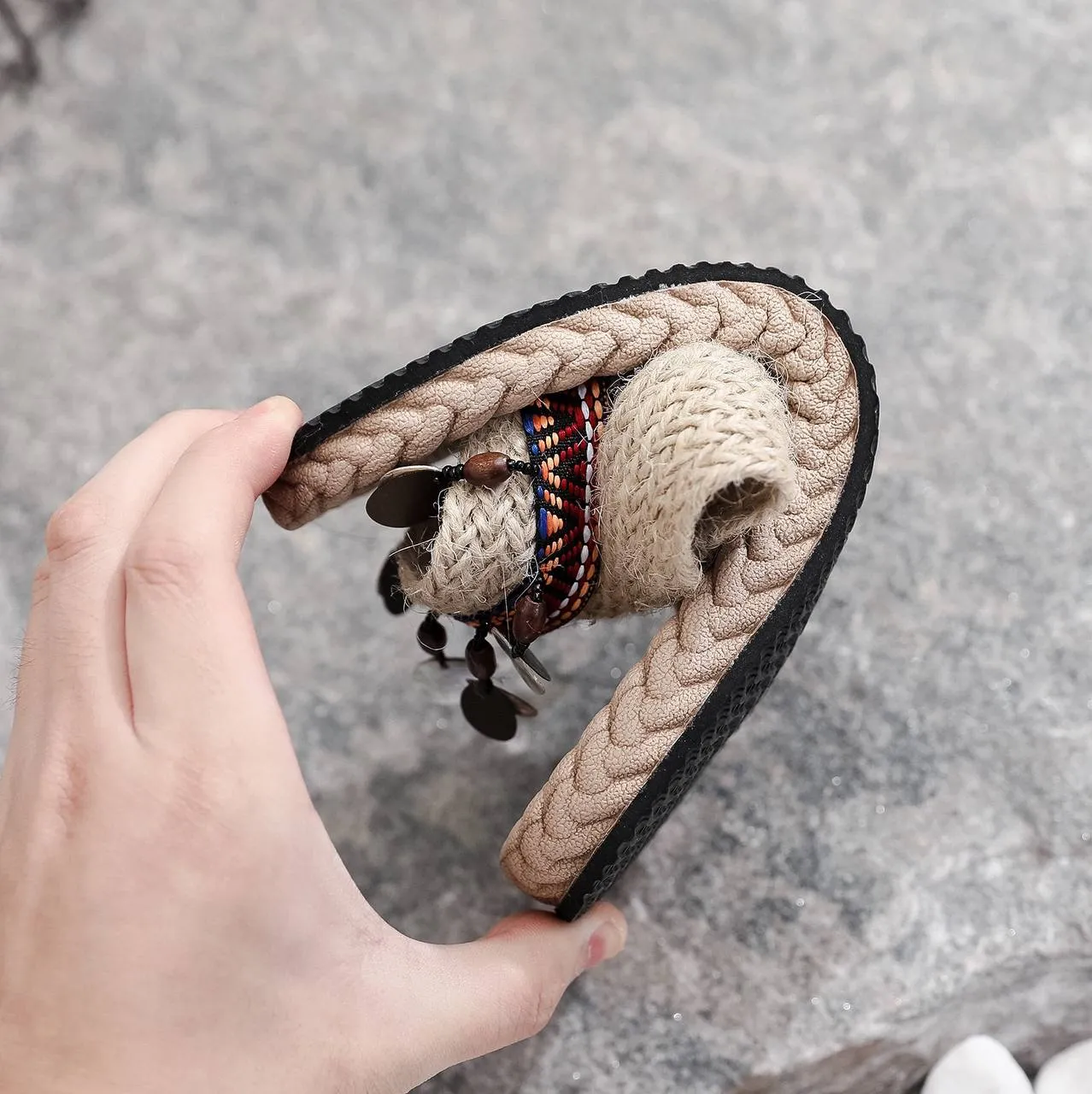 Ethnic Beaded Platform Sandals