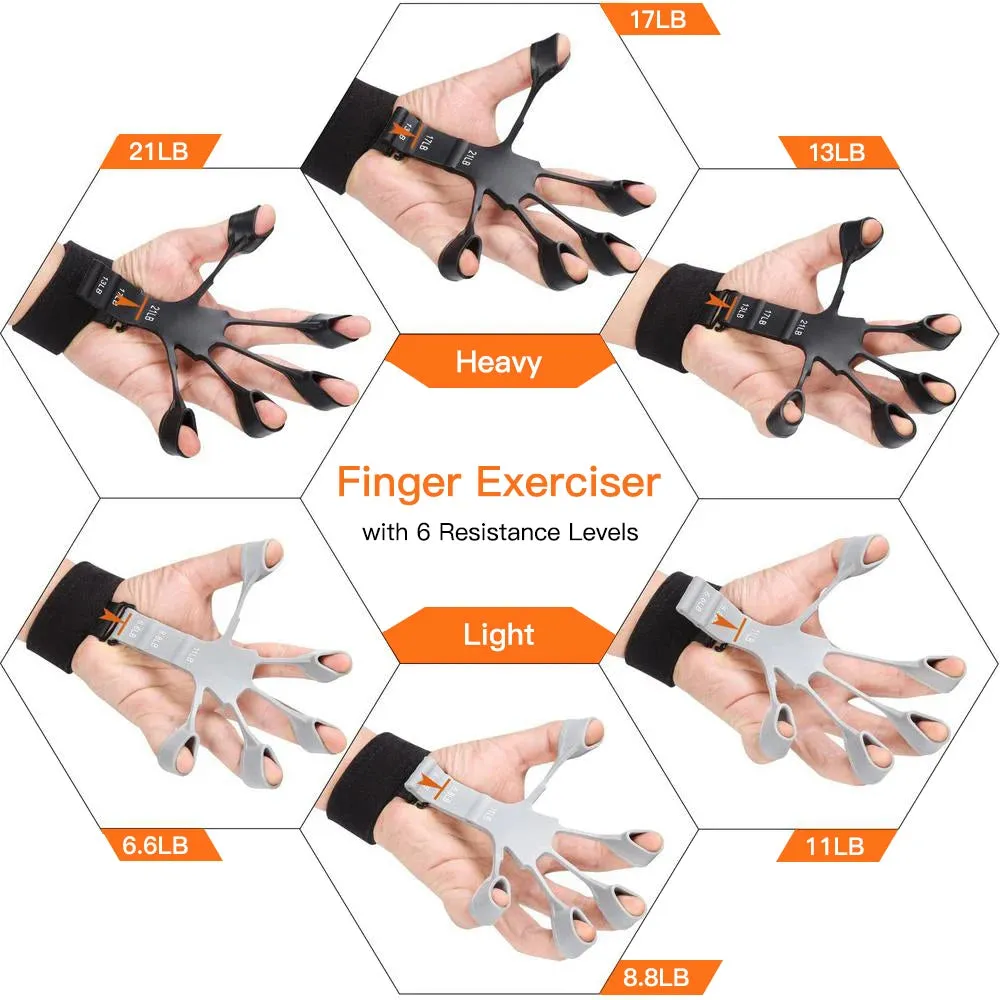 Finger Gripper Hand Exerciser with 6 Resistance Levels