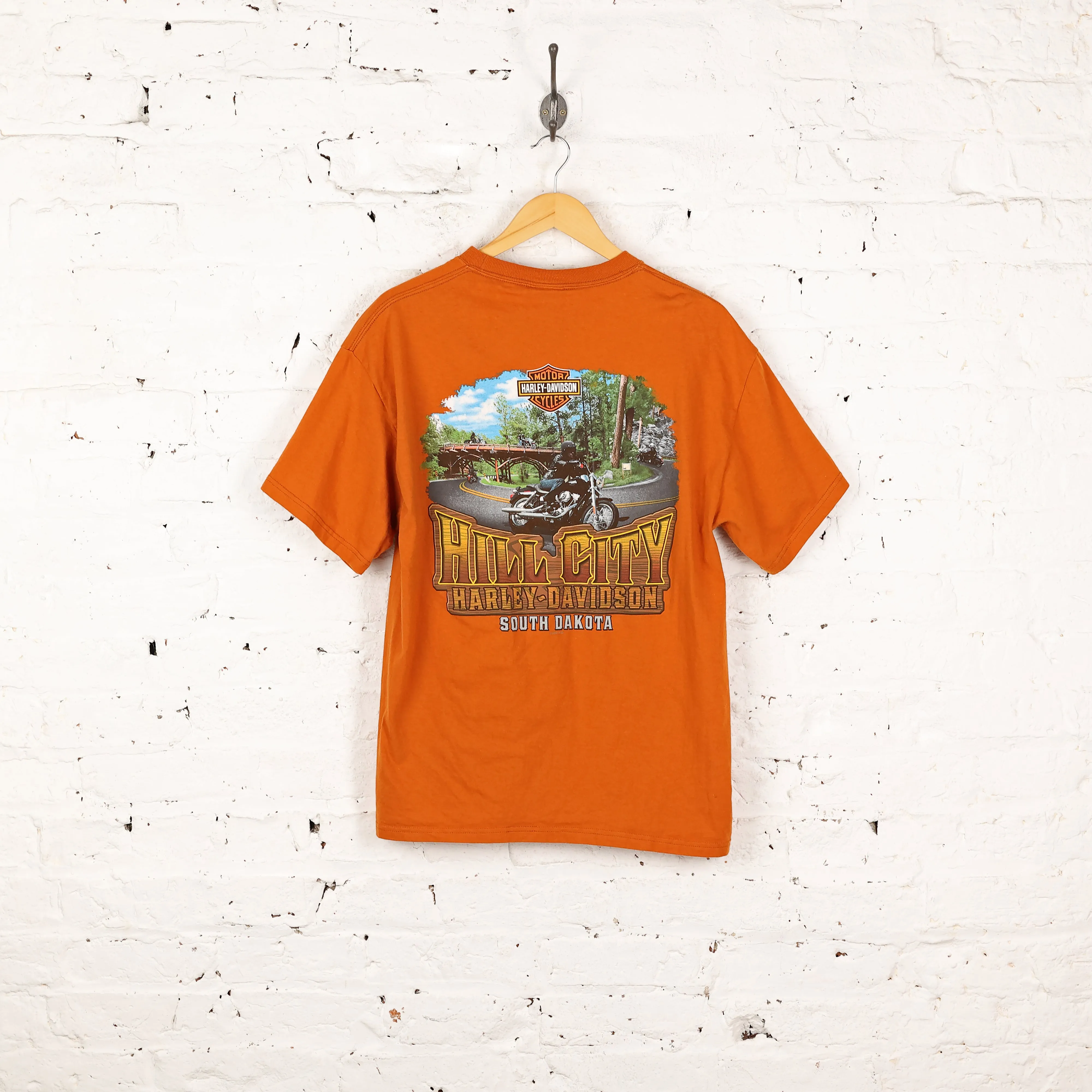 Harley Davidson Hill City Dealership T Shirt - Orange - L