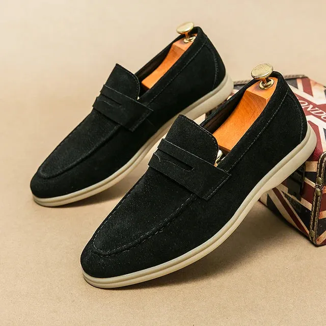 Herrenklassik Luxusmarke Slip-On Schuhe aus Nubuk-Wildleder