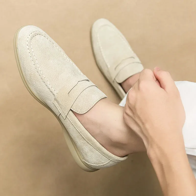Herrenklassik Luxusmarke Slip-On Schuhe aus Nubuk-Wildleder
