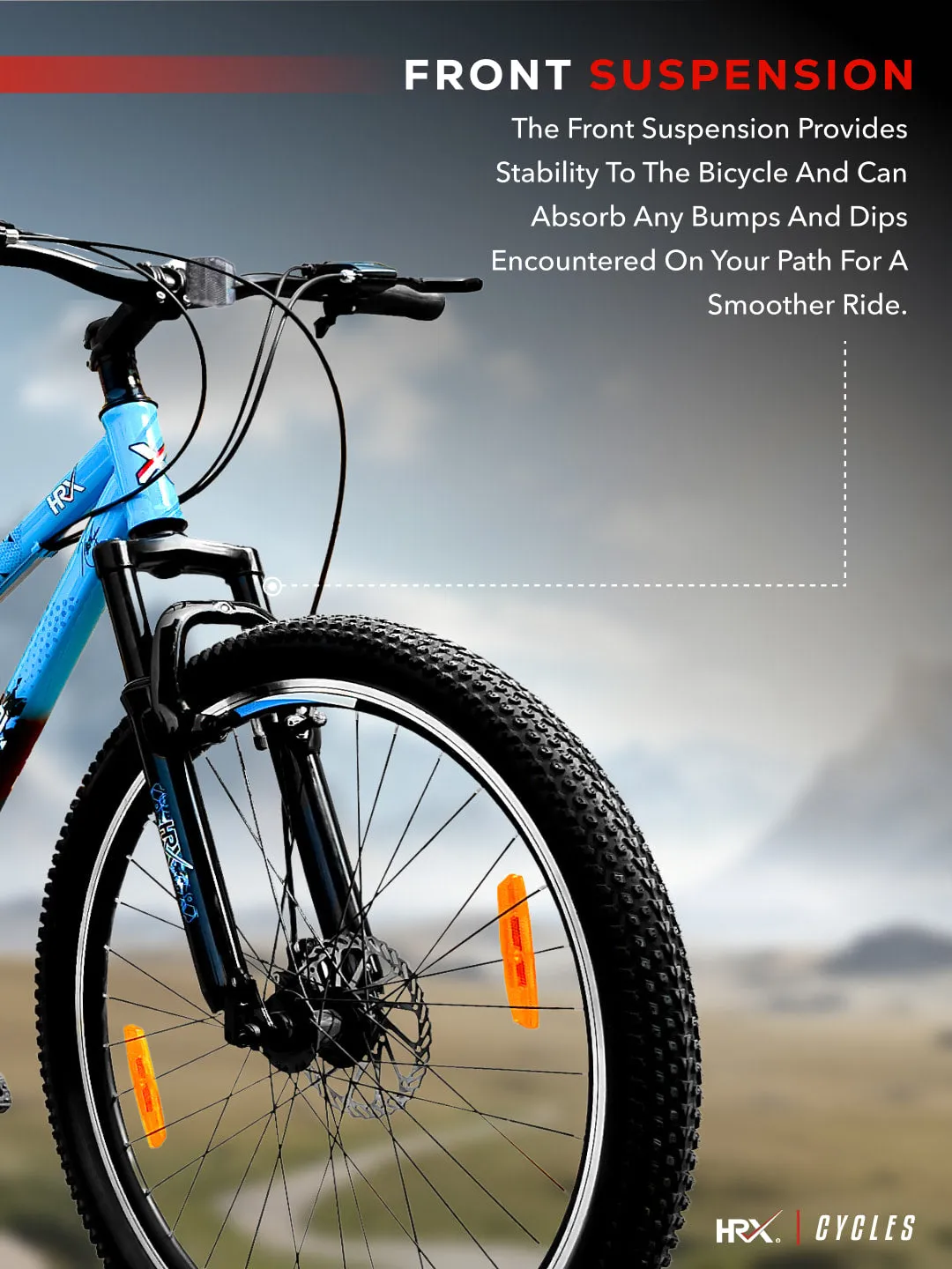HRX Cycles by Hrithik Roshan BLACKFYRE27T21SBLUE Steel 21 Speed, 27.5 inch, Mountain Cycle, Front Suspension, Double Wall Rim, Free Trainer Sessions and Cycling Event