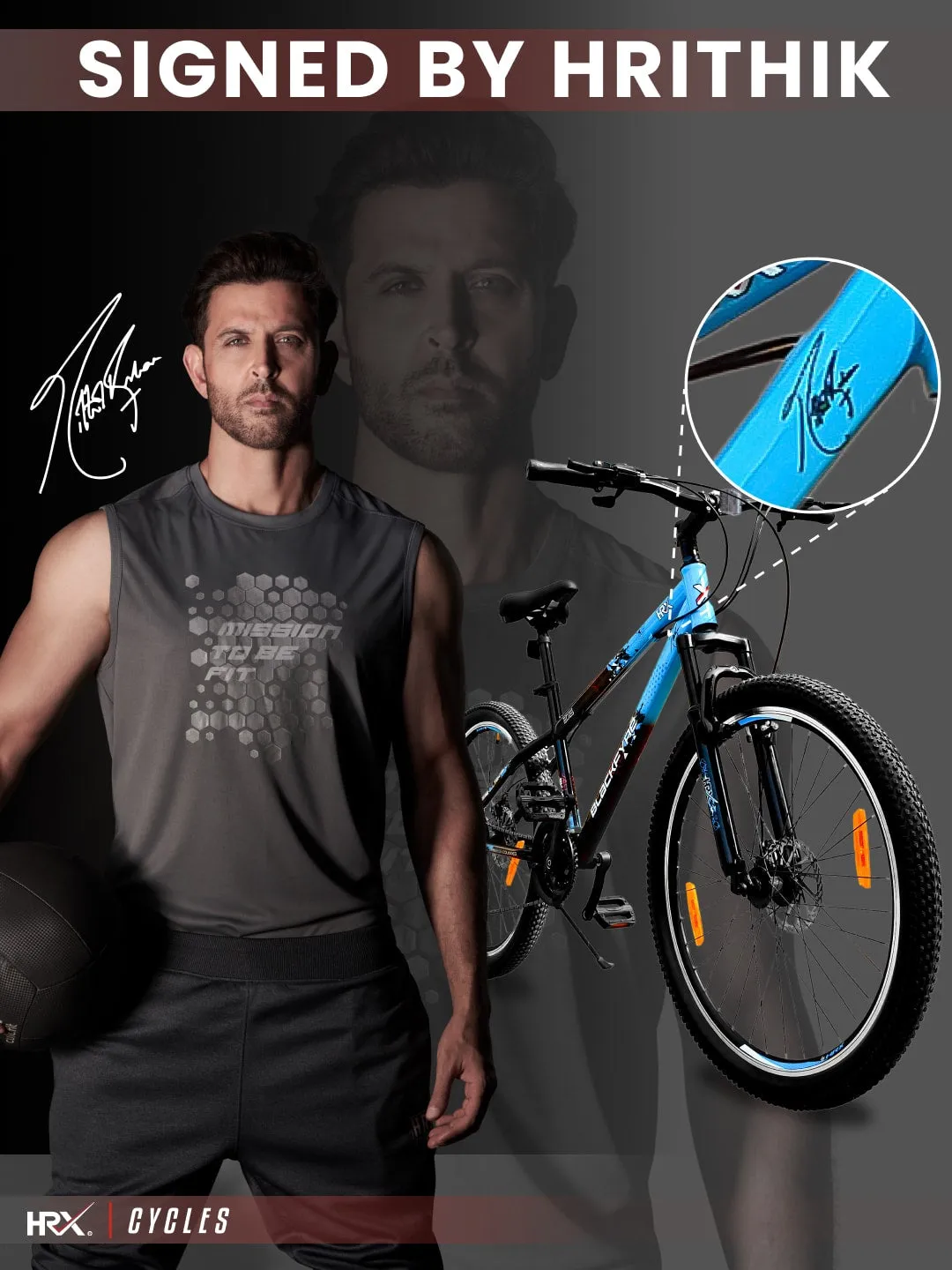 HRX Cycles by Hrithik Roshan BLACKFYRE27T21SBLUE Steel 21 Speed, 27.5 inch, Mountain Cycle, Front Suspension, Double Wall Rim, Free Trainer Sessions and Cycling Event
