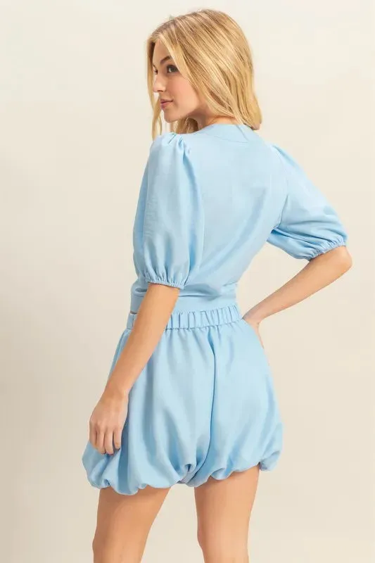HYFVE Front Tie Top and Bubble Hem Shorts