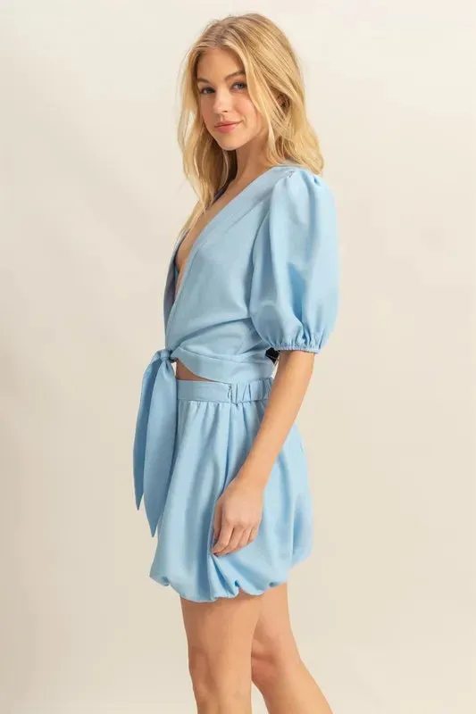 HYFVE Front Tie Top and Bubble Hem Shorts