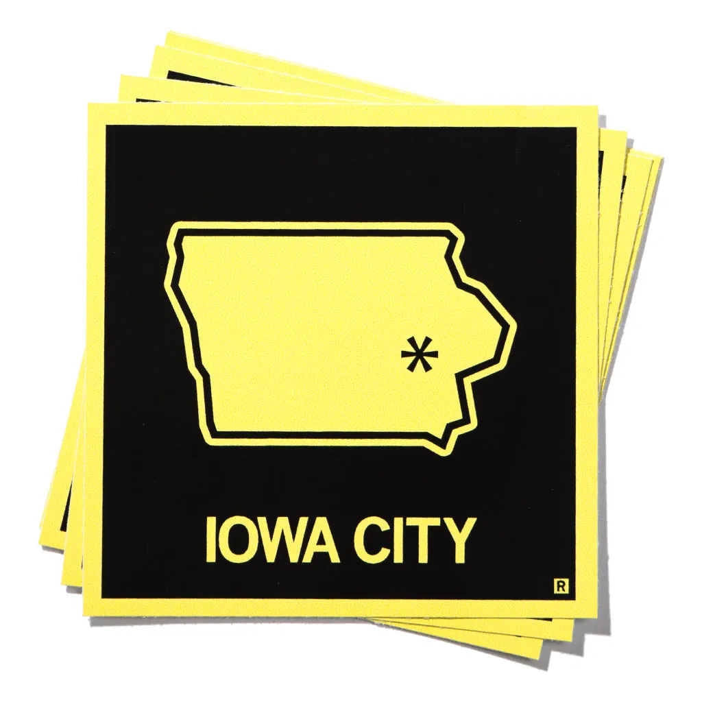 Iowa City, Iowa Outline Sticker - Gold & Black