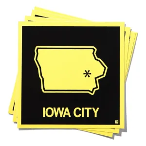 Iowa City, Iowa Outline Sticker - Gold & Black
