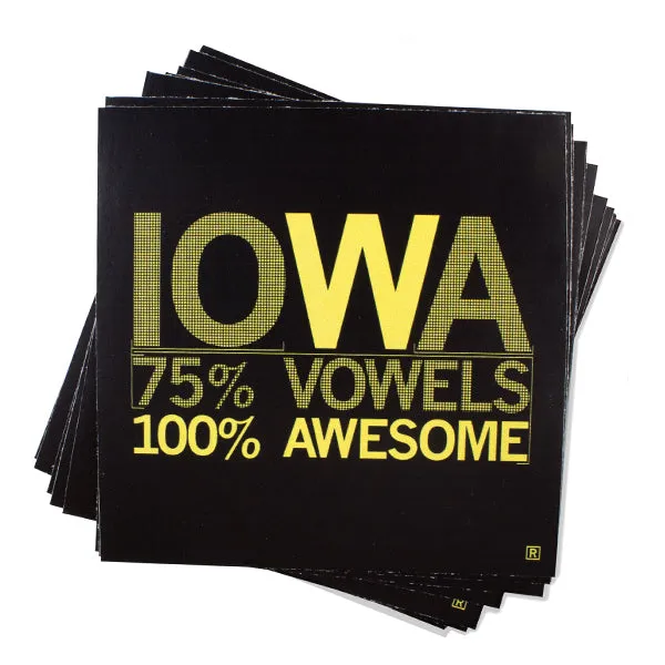 Iowa Vowels Sticker - Black