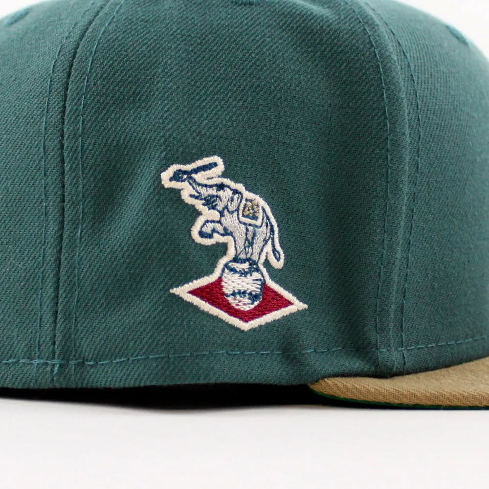 KANSAS CITY ATHLETICS Elephant New Era 59Fifty Fitted Hat (Pine Khaki Green Under Brim)