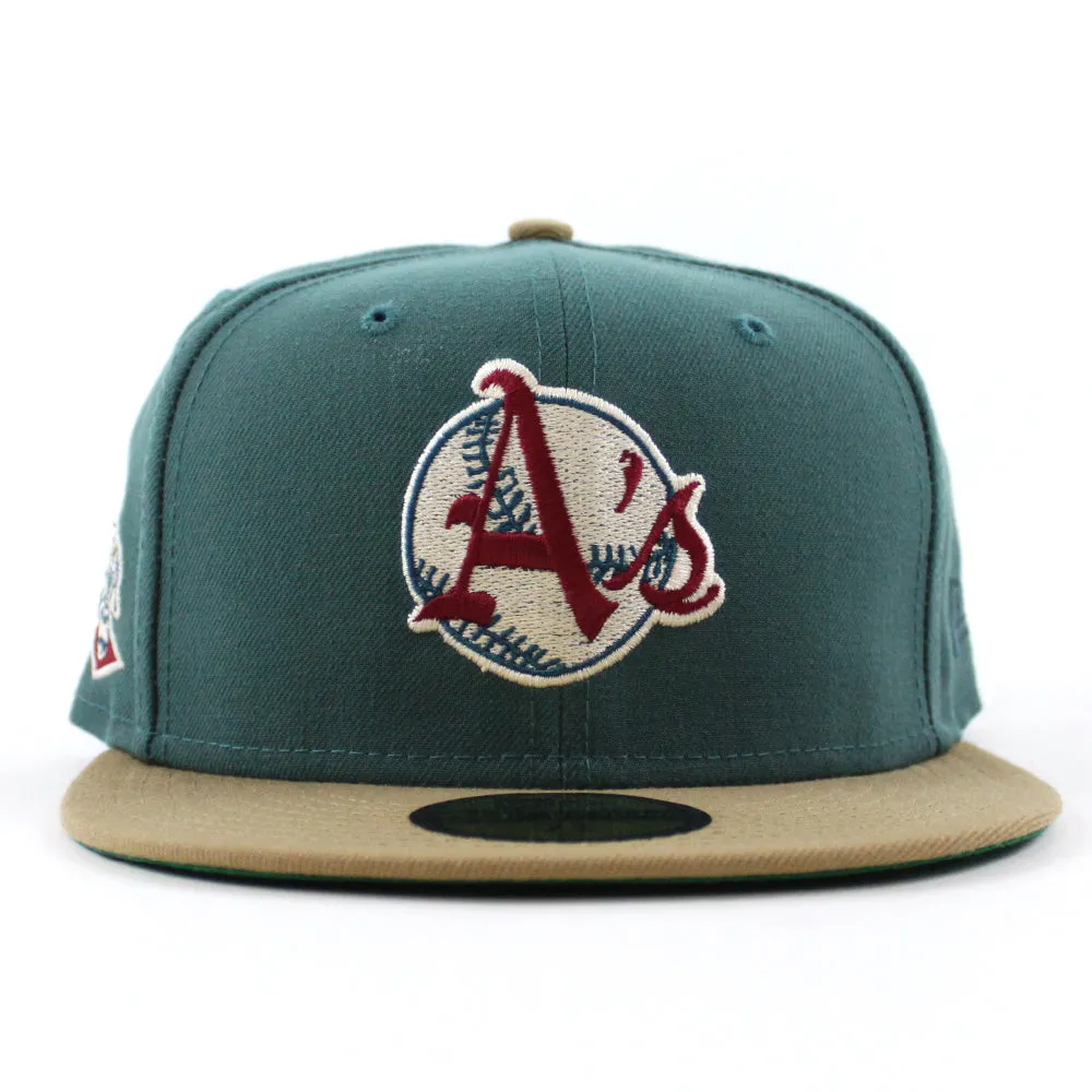KANSAS CITY ATHLETICS Elephant New Era 59Fifty Fitted Hat (Pine Khaki Green Under Brim)