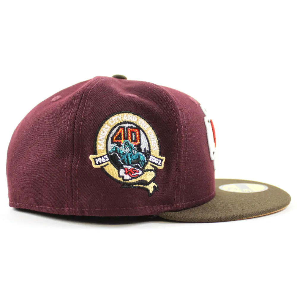 Kansas City Chiefs 40TH ANNIVERSARY 59Fifty New Era Fitted Hat (Maroon Brown Khaki Under Brim)