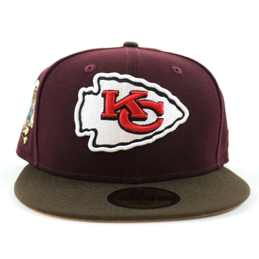 Kansas City Chiefs 40TH ANNIVERSARY 59Fifty New Era Fitted Hat (Maroon Brown Khaki Under Brim)