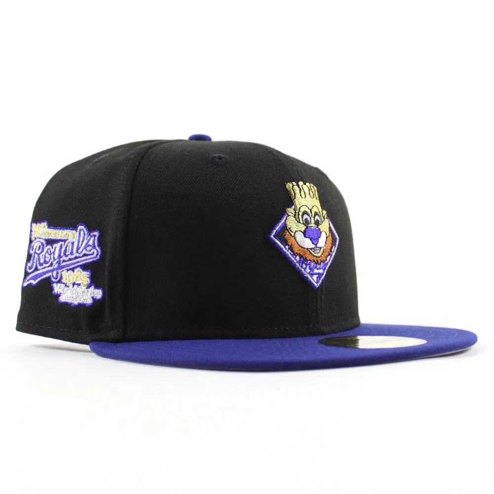 Kansas City Royals 50th Anniversary New Era 59Fifty Fitted Hat (Black Royal Blue Gray Under Brim)