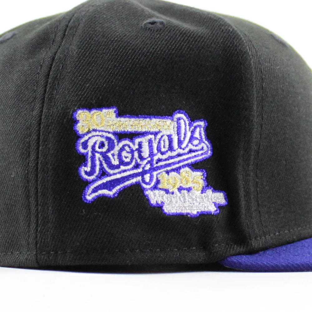 Kansas City Royals 50th Anniversary New Era 59Fifty Fitted Hat (Black Royal Blue Gray Under Brim)