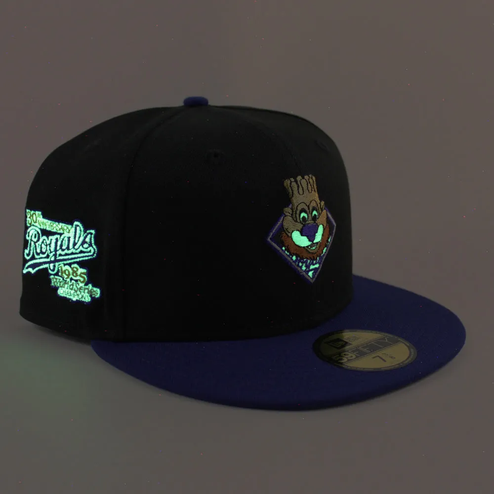 Kansas City Royals 50th Anniversary New Era 59Fifty Fitted Hat (Black Royal Blue Gray Under Brim)